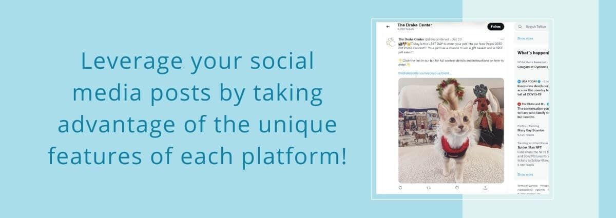 Leverage your social media posts by taking advantage of the unique features of each platform